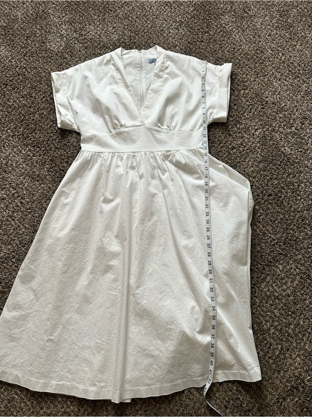 ANTONIO MELANI White V-Neck Short Sleeve Midi Dress